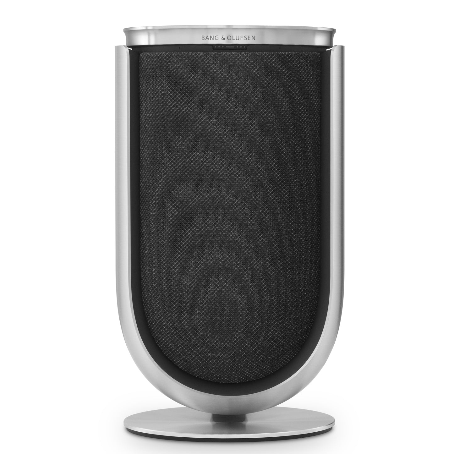 Bang & Olufsen BeoLab 8 in silber auf Tischstandfuß mit Textilcover in Grey Mélange