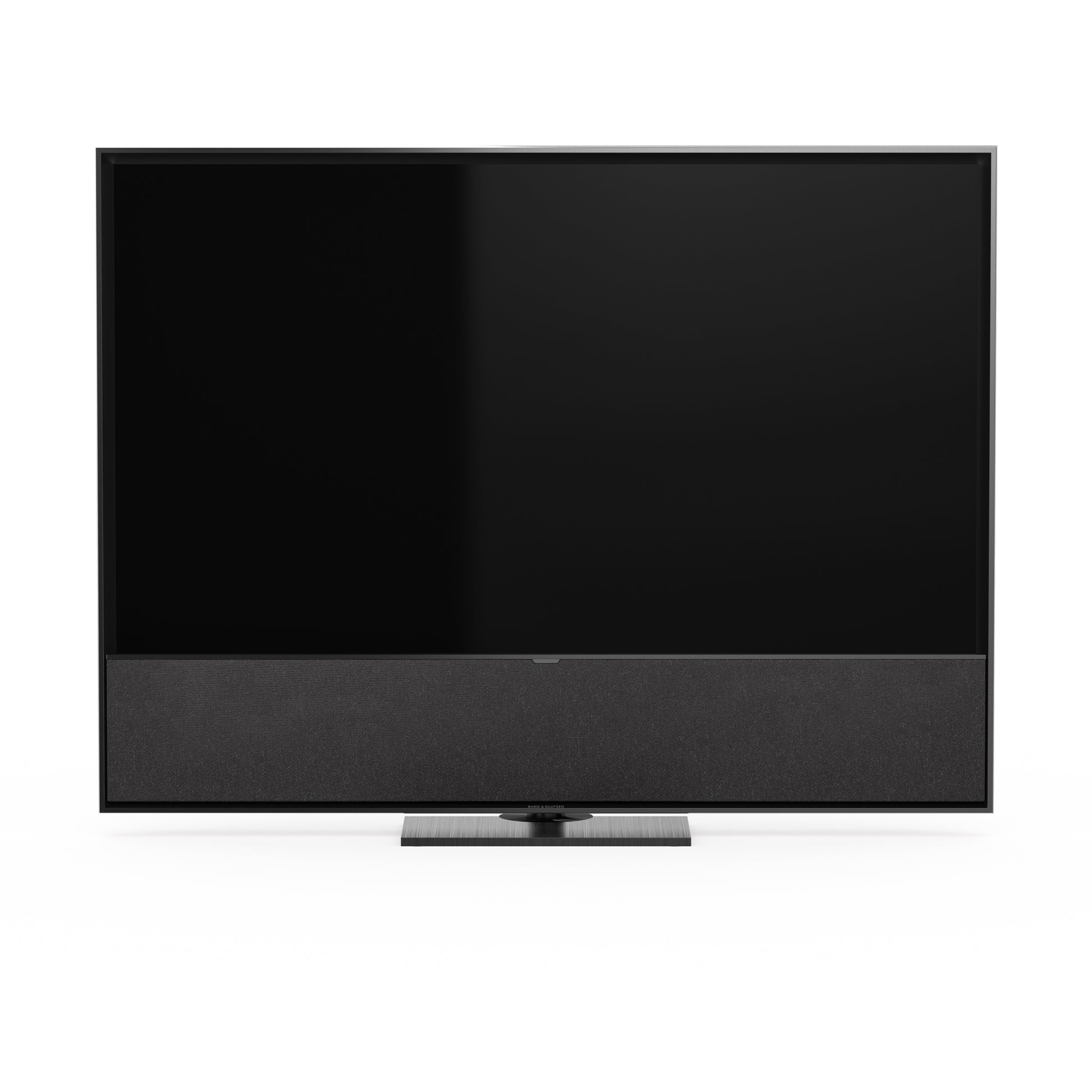 B&O Beovision Contour 48 Zoll Black Anthracite - auf Tischstandfuß  mit grey melange Cover - Frontansicht