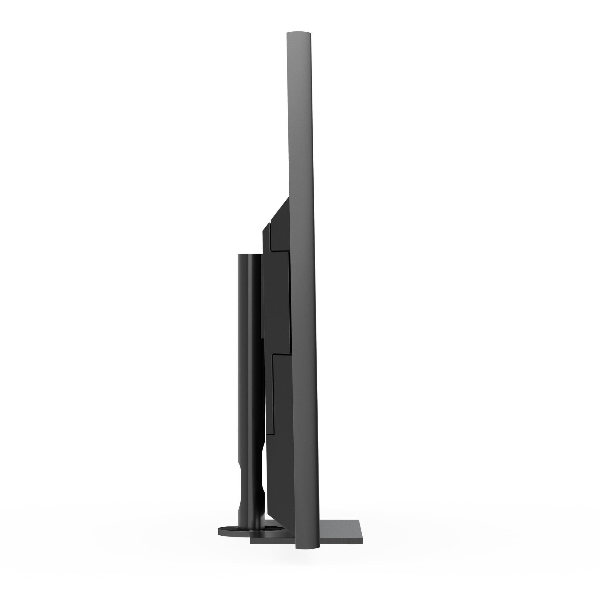 B&O Beovision Contour 48 Zoll Black Anthracite - auf Tischstandfuß  mit smoked oak Cover - seitliche Ansicht
