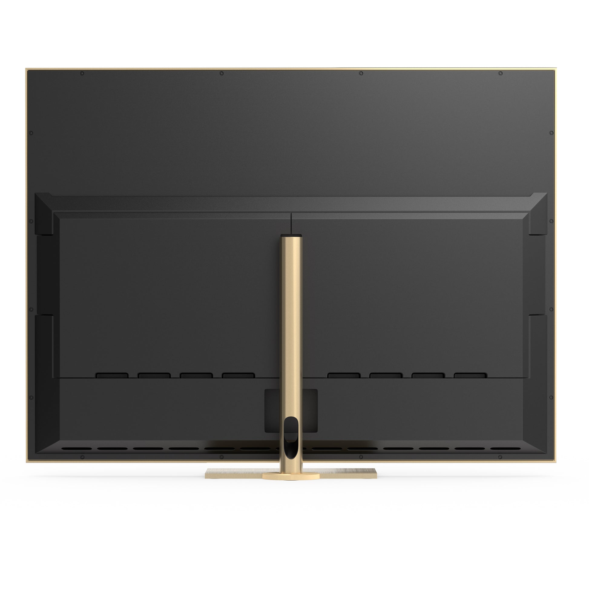 B&O Beovision Contour 48 Zoll Gold Tone - auf Tischstandfuß mit light oak Cover - von hinten