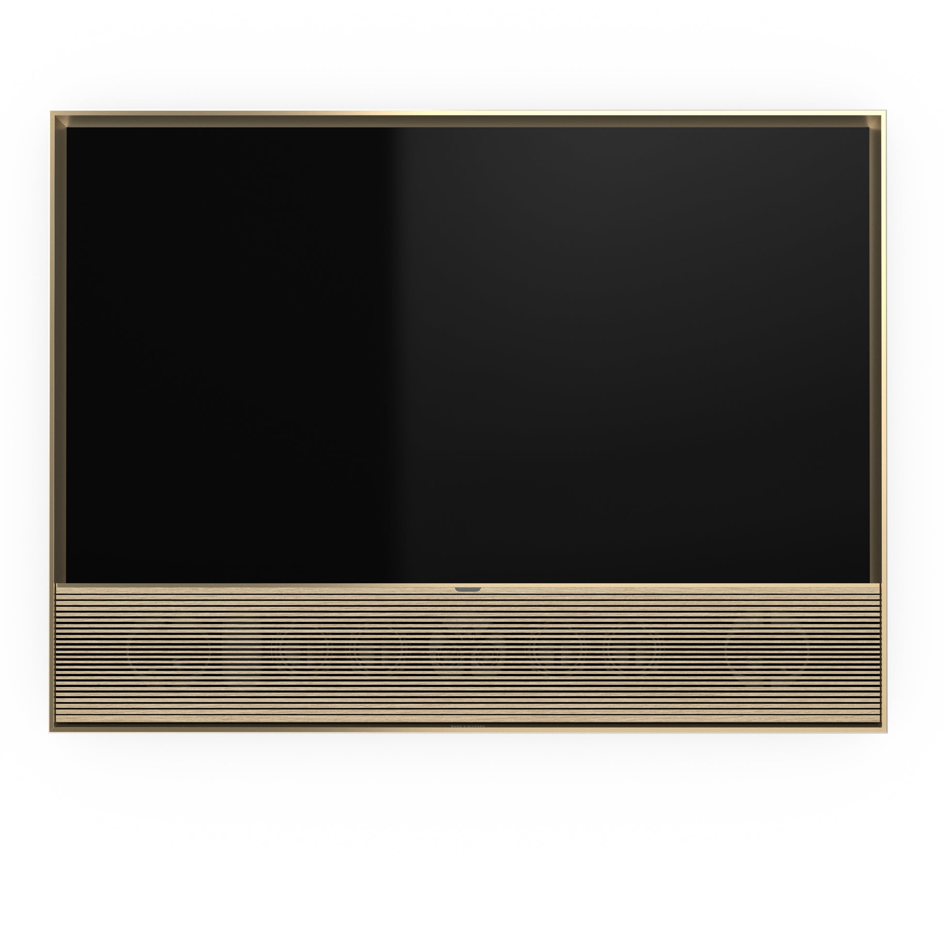B&O Beovision Contour 48 Zoll Gold Tone - an Wandhalterung mit light oak Cover - von vorn