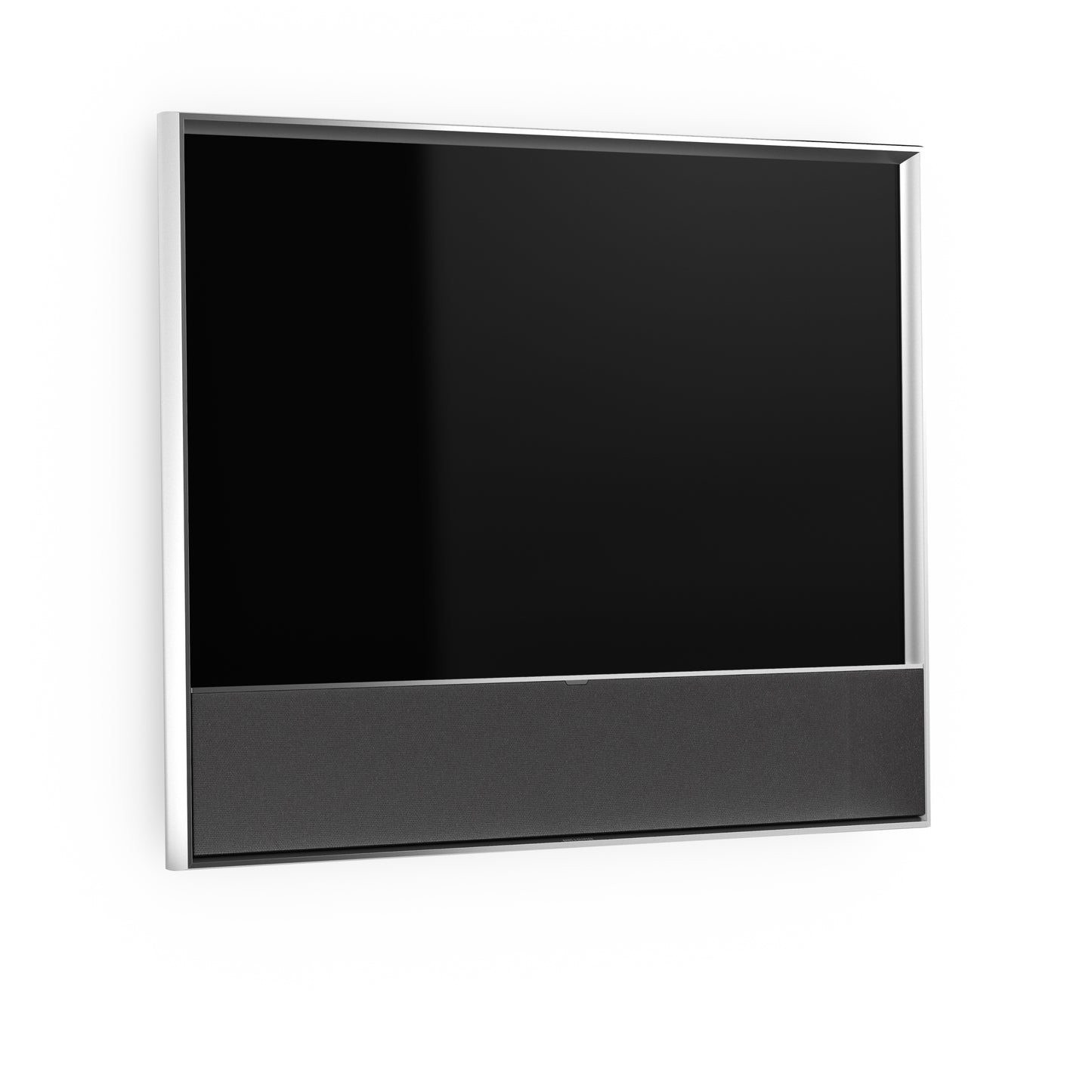 B&O Bang & Olufsen BeoVision Contour 55 Zoll mit silbernem Rahmen an Wandhalterung mit Cover in grey melange