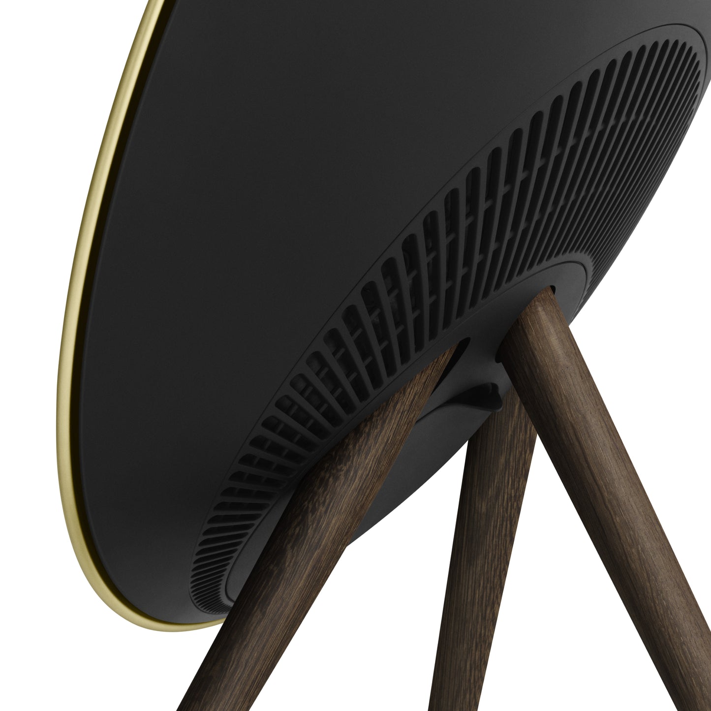 Bang & Olufsen BeoPlay A9 Brass Tone - schwarze Rückseite mit Beinen in smoked oak
