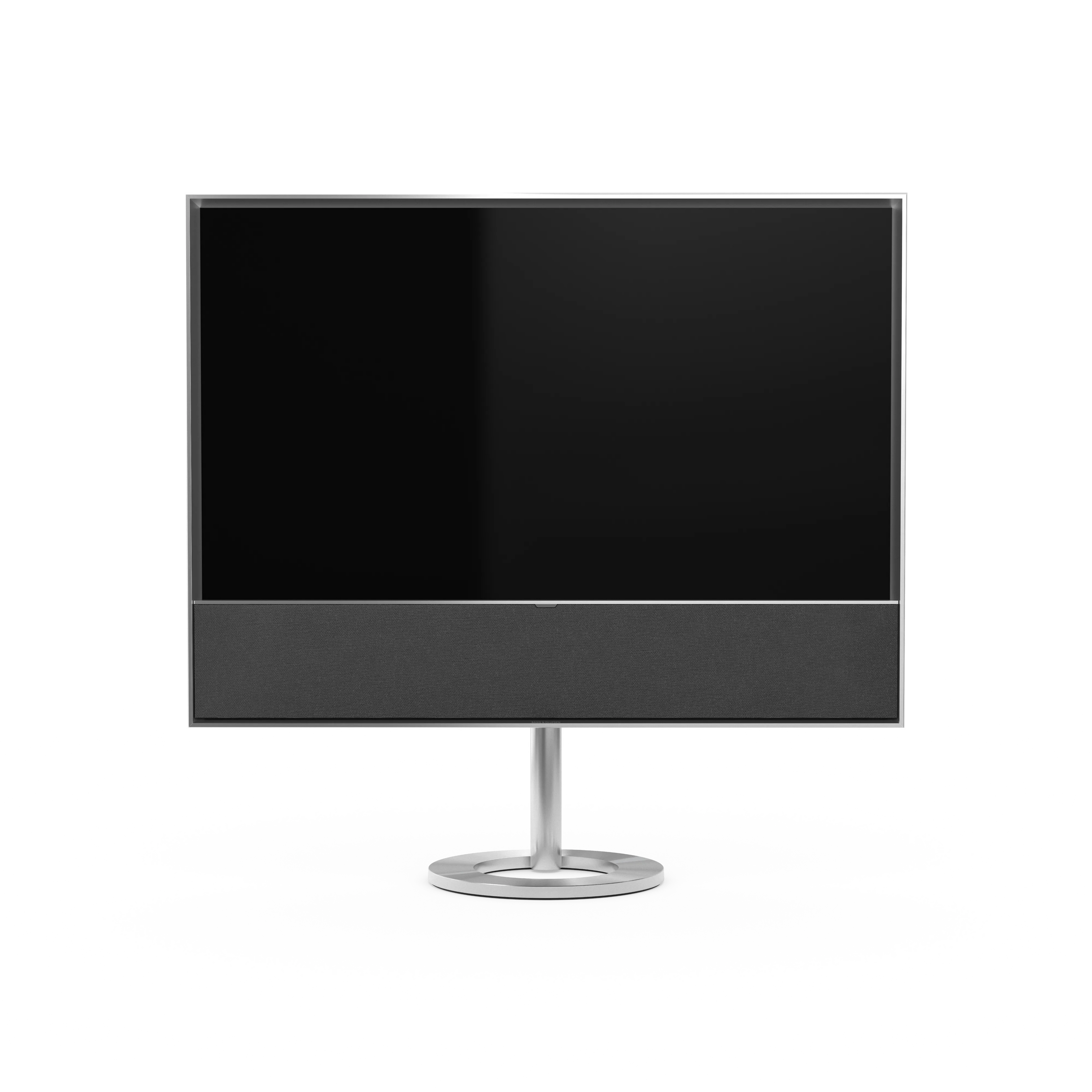 Bang & Olufsen Beovision Contour in silber mit Stoffcover auf Bidnestandfuß