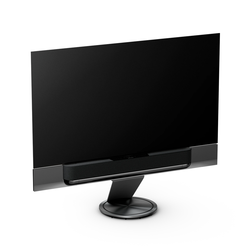 Bang & Olufsen, B&O, Beovision Theatre 77 Zoll Black Anthracite mit Stoffabdeckung auf Bodenstandfuß