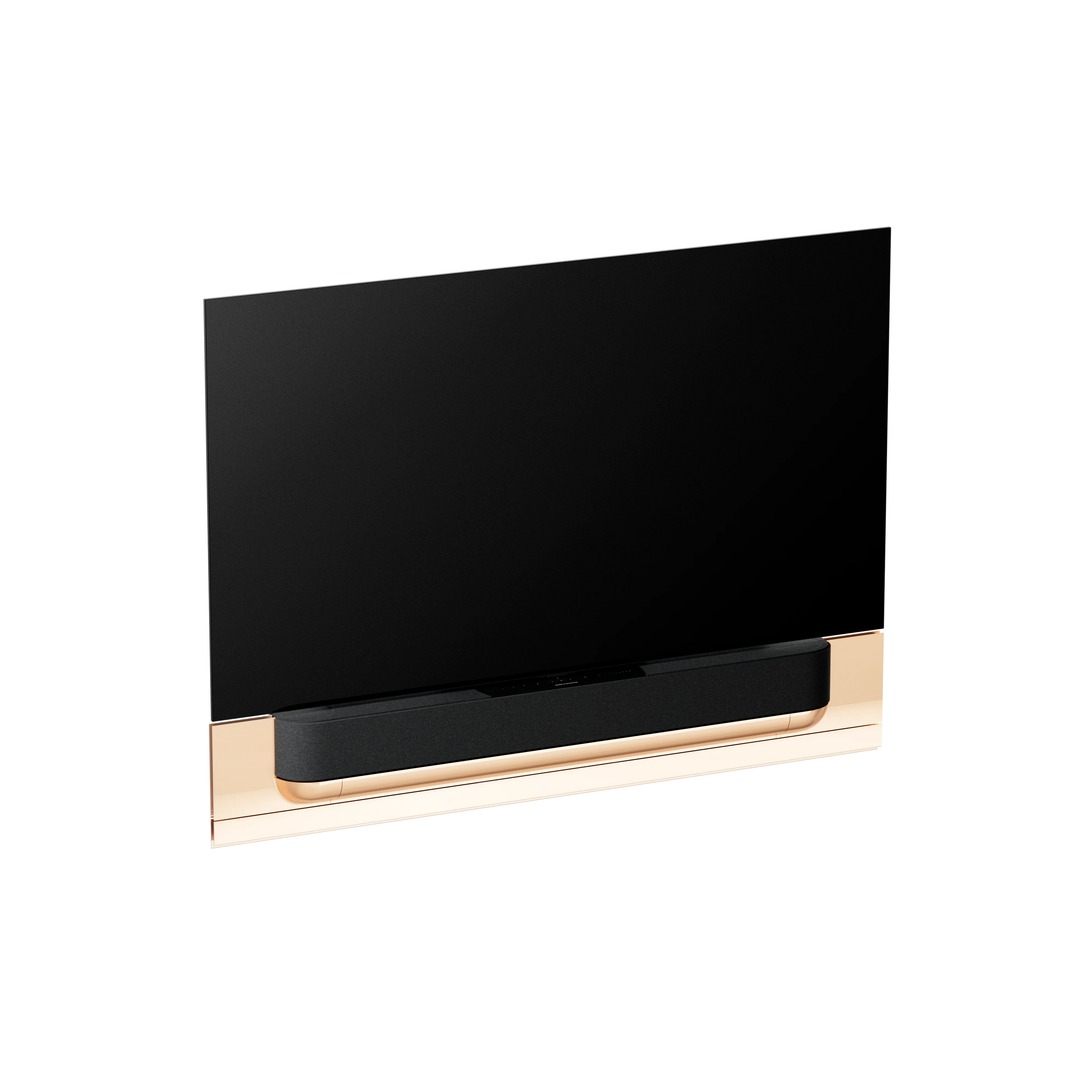 Bang & Olufsen, B&O, Beovision Theatre 65 Zoll in Gold Tone mit Stoffcover an Wandhalterung 