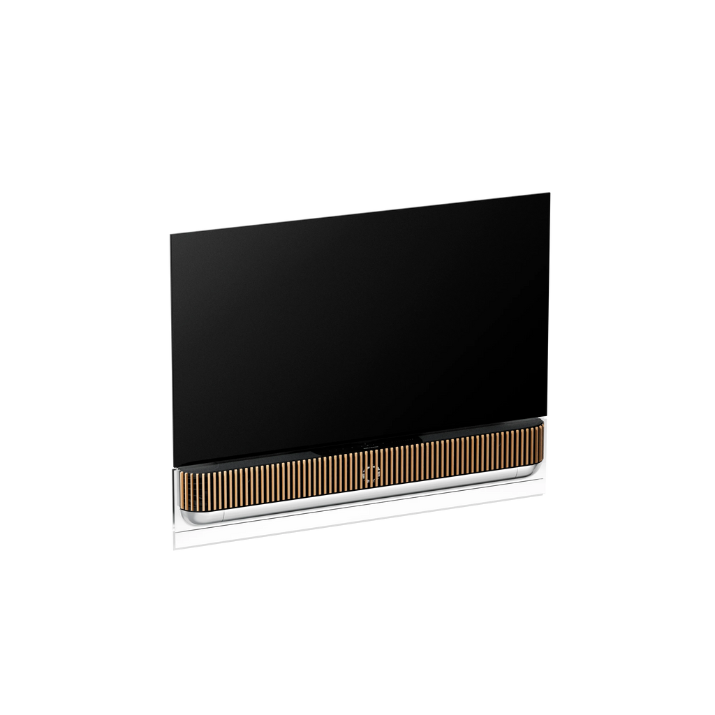 Bang & Olufsen, B&O, Beovision Theatre 55 in silber mit Holzcover aus Eichenholz an Wandhalterung