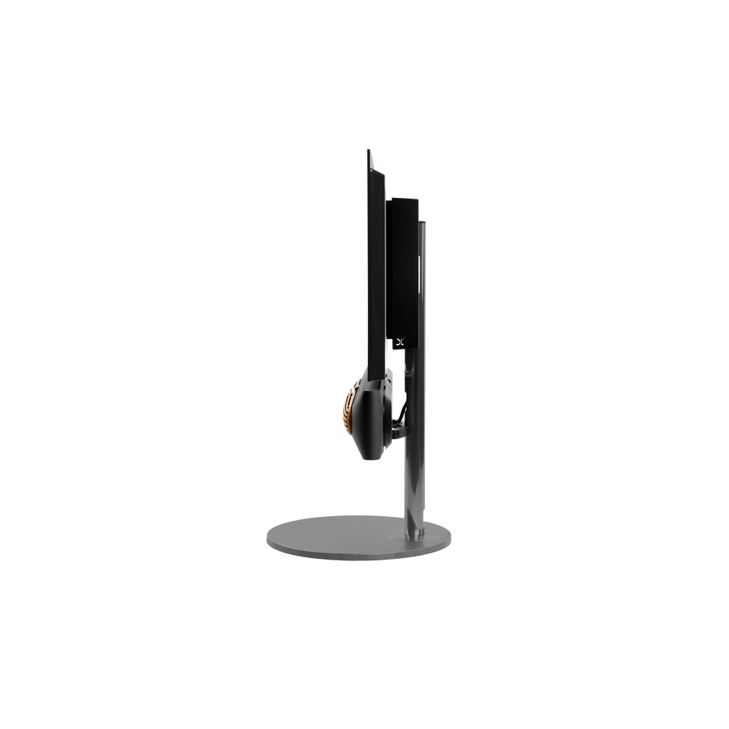 Beosound Premiere in black anthracite auf Bodenstandfuß von stb brackets,  42  Zoll LG OLED Panel - Ansicht von der Seite