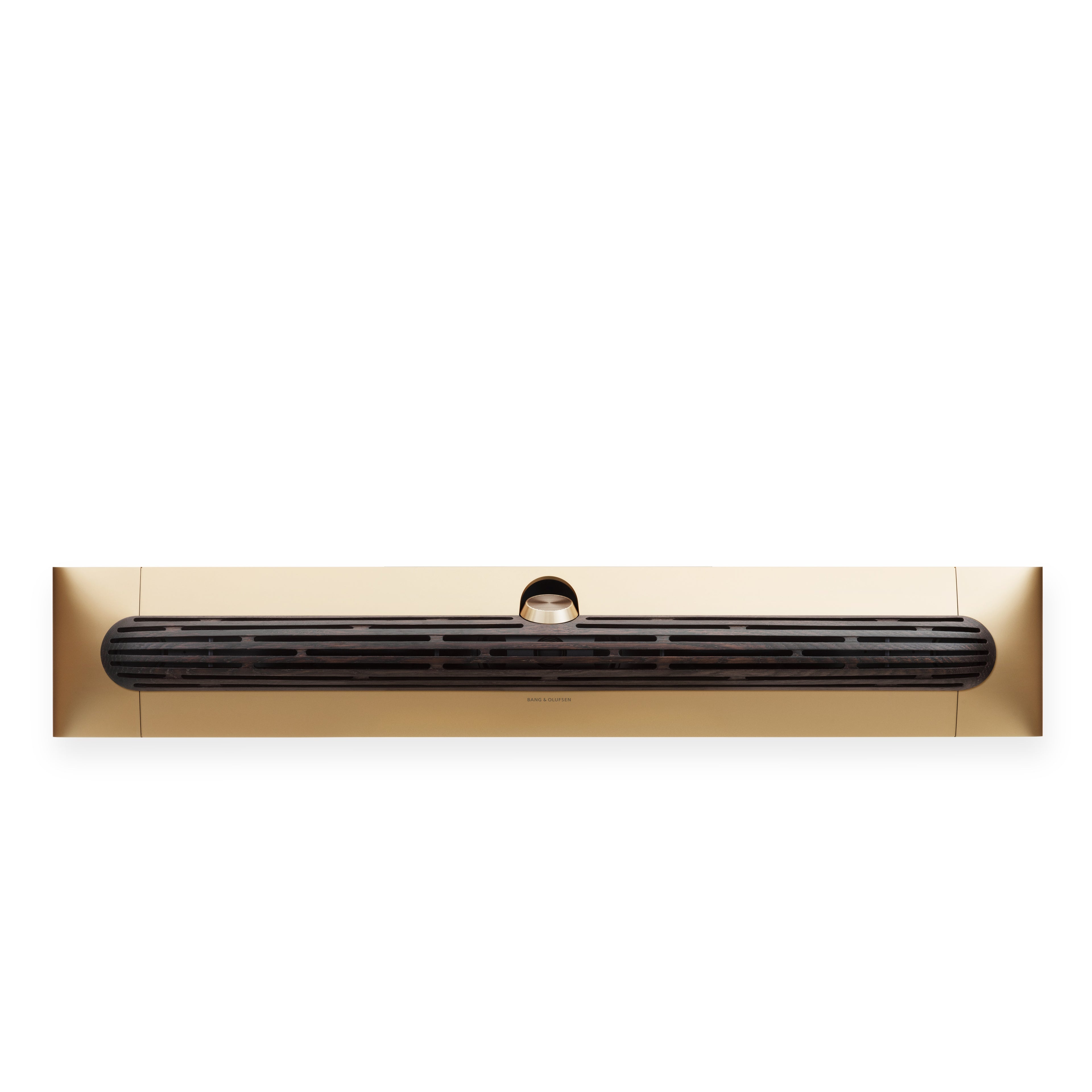 Bang & Olufsen, B&O Beosoudnd Premiere Sounfbar in Gold Tone mit Dark Oak Cover