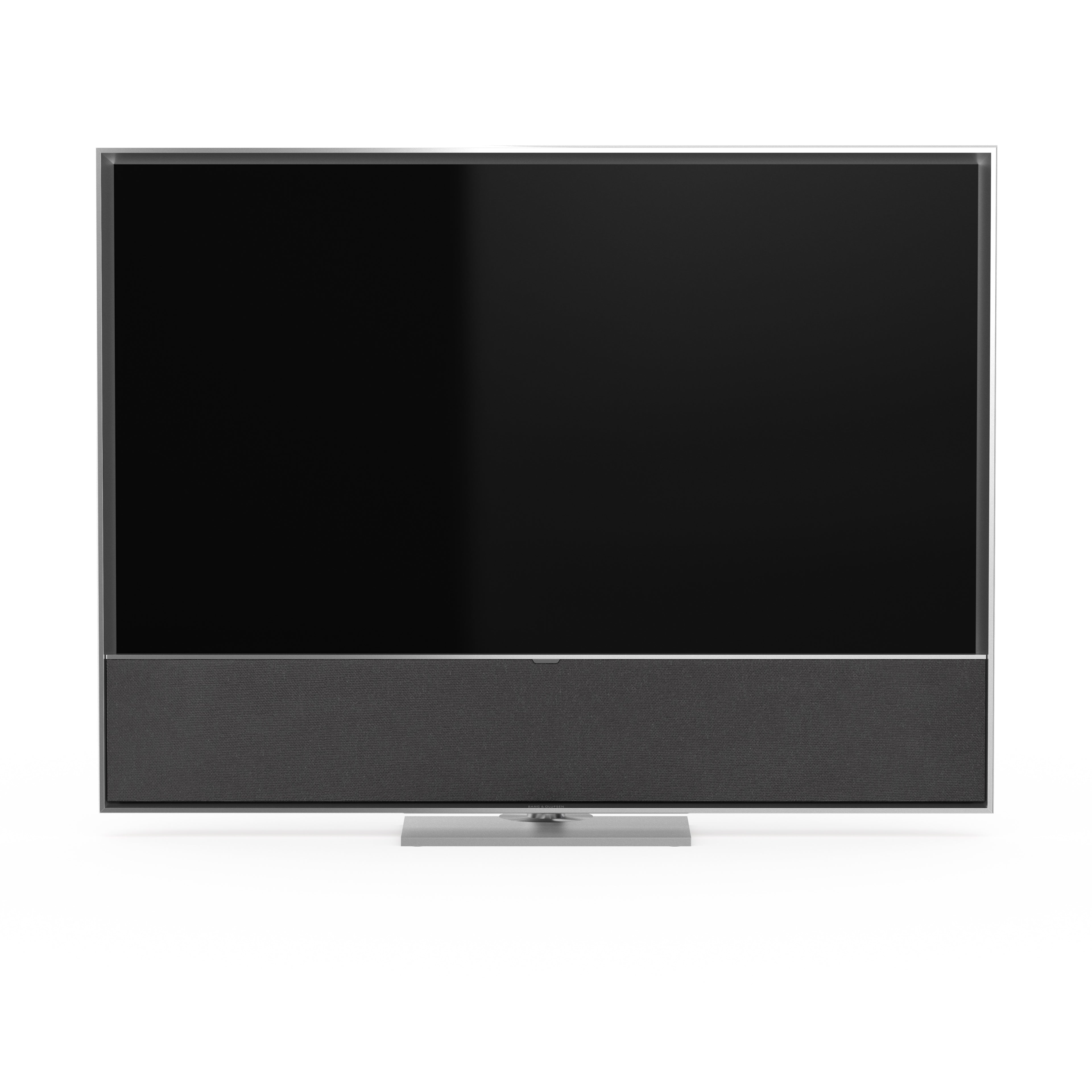 B&O Bang & Olufsen BeoVision Contour 55 Zoll mit silbernem Rahmen auf Tischstandfuß mit Cover in Grey Mélange