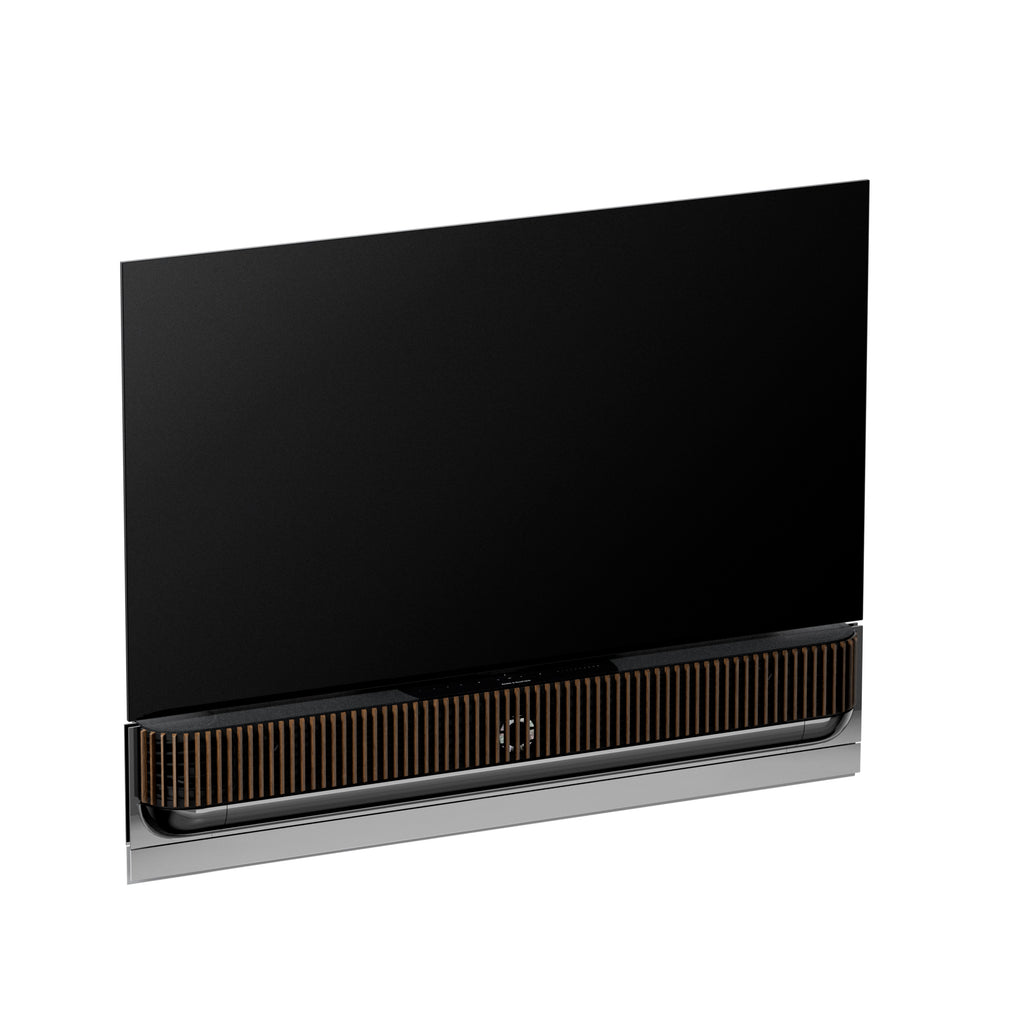 Bang & Olufsen Beovision Theatre 55 Zoll in black anthracite mit Cover in dark oak an Wandhalterung