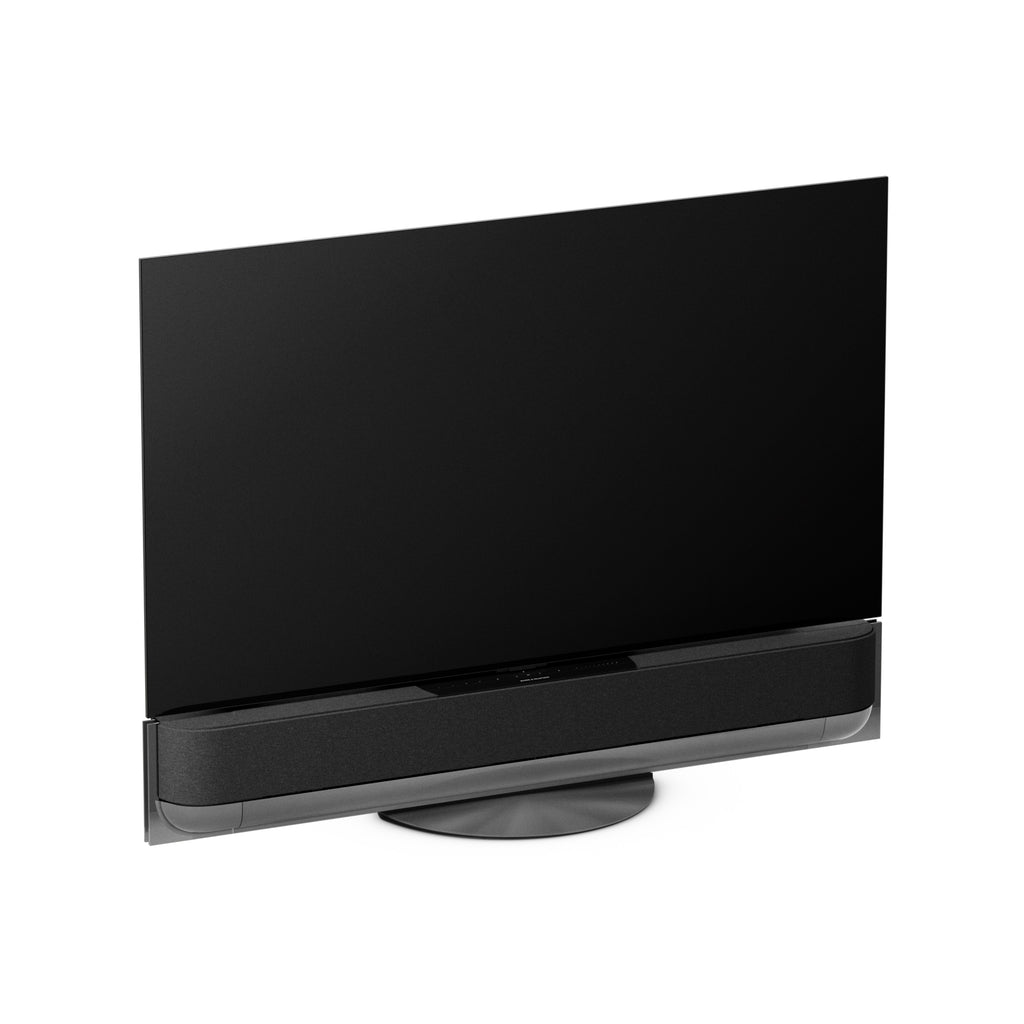 Bang & Olufsen Beovision Theatre 55 Zoll in black anthracite mit Cover in grey melange auf table stand