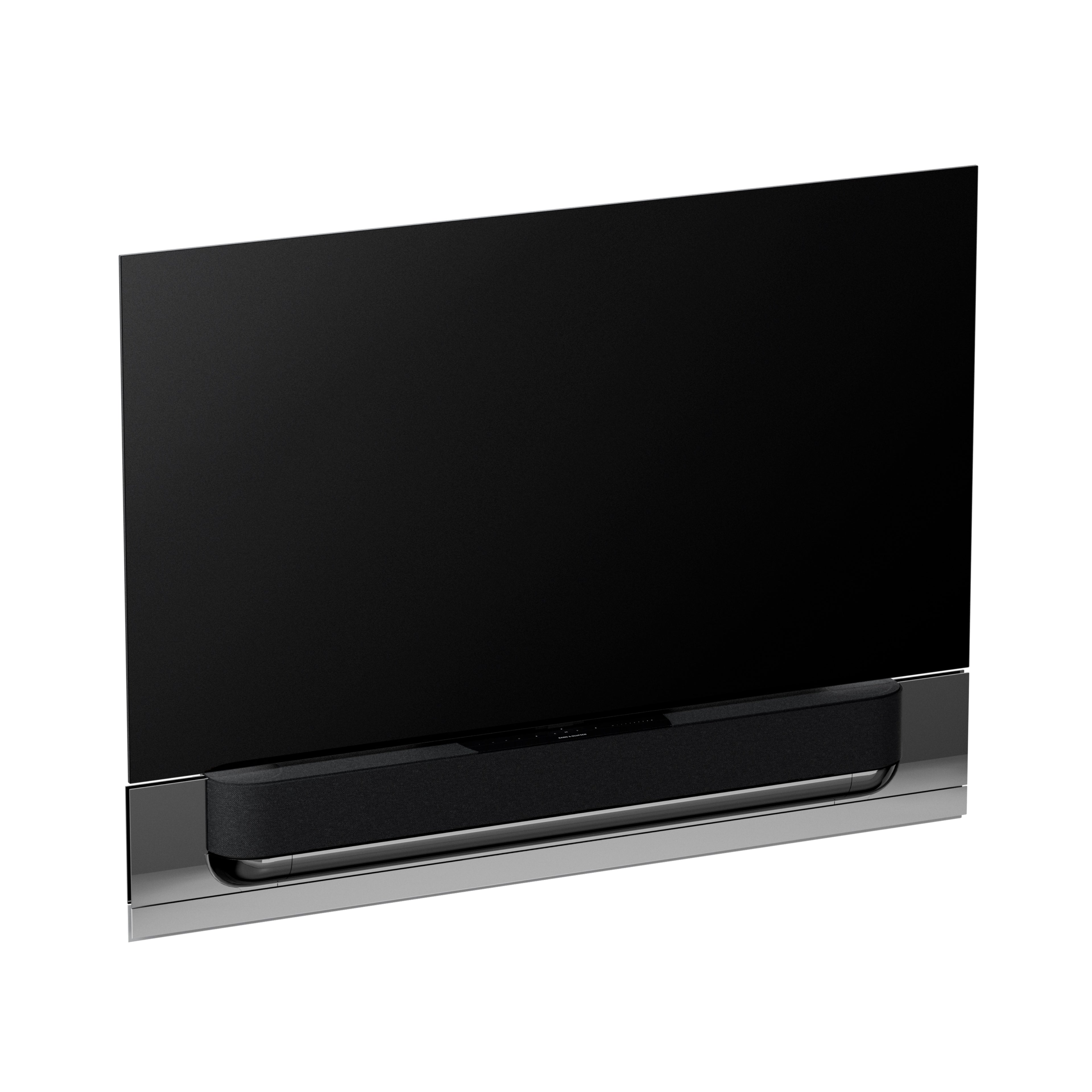 Bang & Olufsen Beovision Theatre 65 Zoll in black anthracite mit grey melange Cover an wandhalteurng