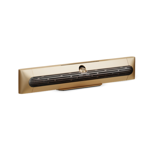 Bang & Olufsen, B&O Beosound Premiere in Gold Tone mit Cover in Dak oak