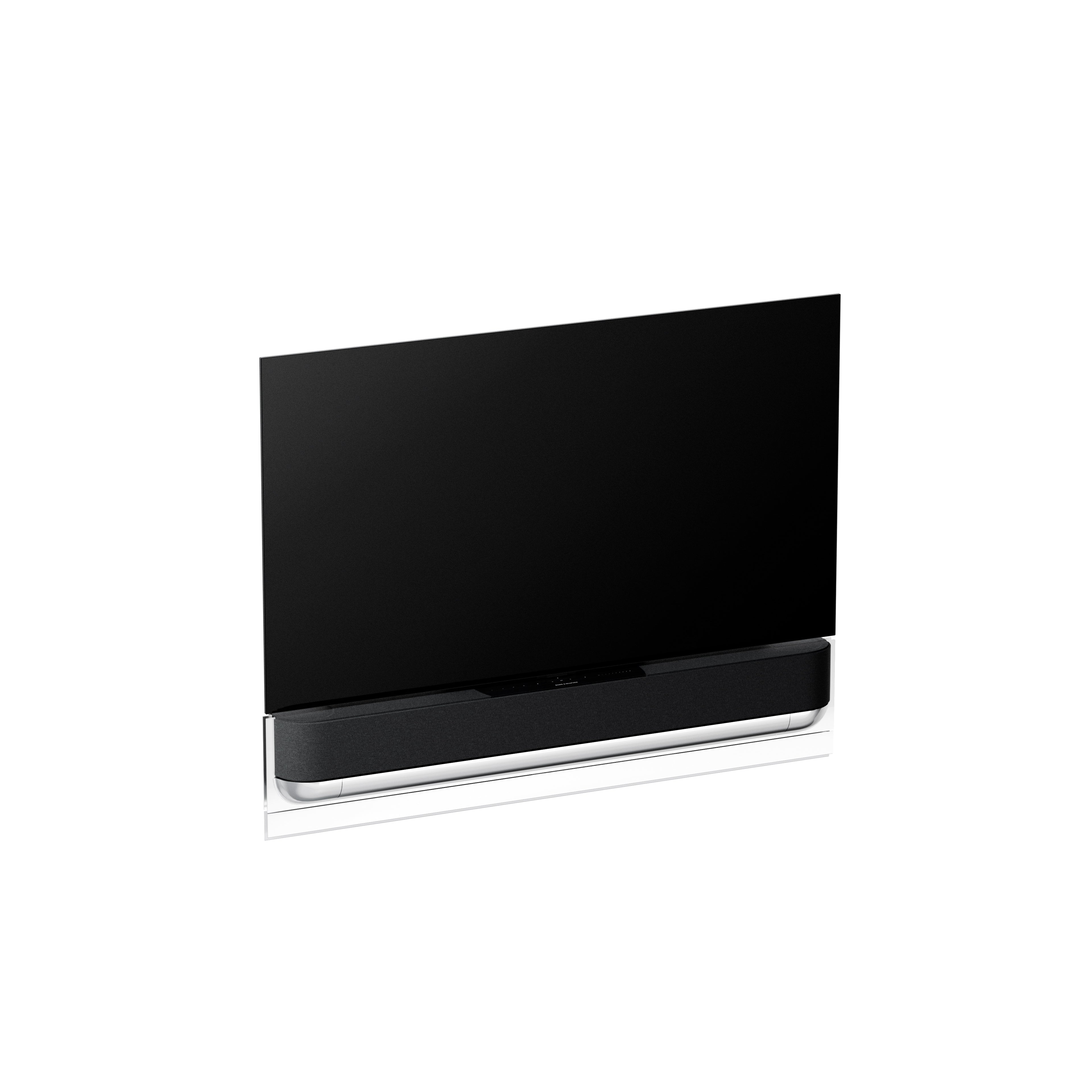 BeoSound Theatre as TV 55 inches  with grey cover on wall bracket