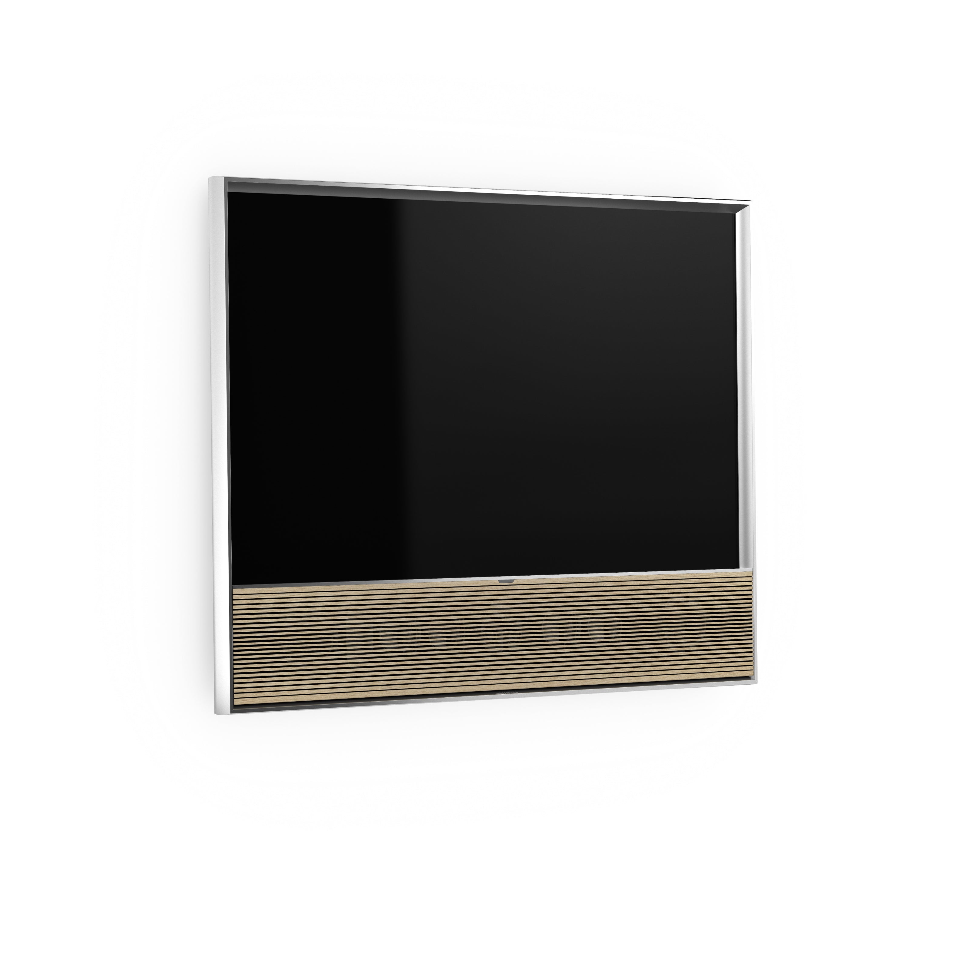 Bang & Olufsen BeoVision Contour in Silber an einer Wandhalterung